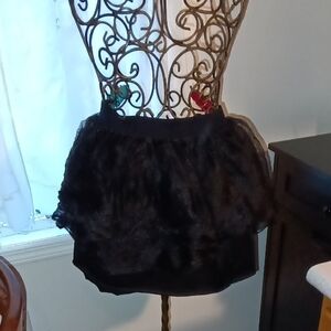 Black Faux Fur Tiered Mini Skirt